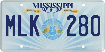 MS license plate MLK280