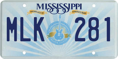 MS license plate MLK281