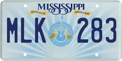 MS license plate MLK283