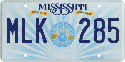 MS license plate MLK285