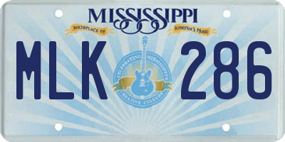 MS license plate MLK286