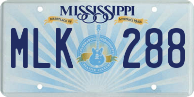 MS license plate MLK288