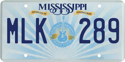 MS license plate MLK289
