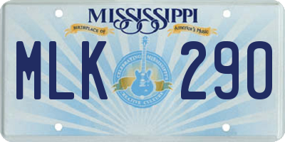 MS license plate MLK290