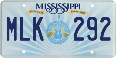 MS license plate MLK292