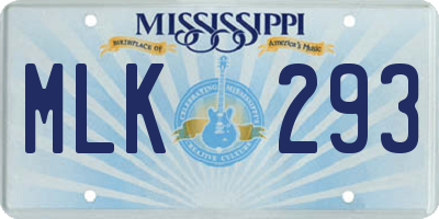 MS license plate MLK293