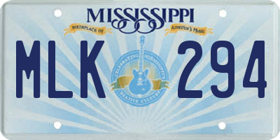 MS license plate MLK294