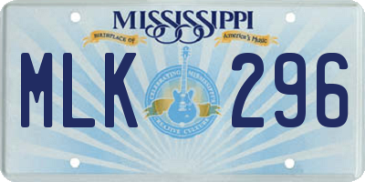 MS license plate MLK296