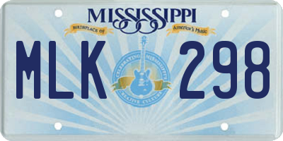 MS license plate MLK298