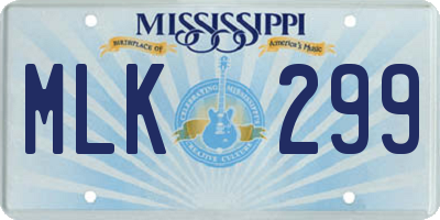 MS license plate MLK299