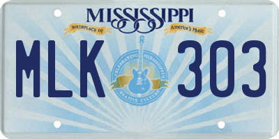 MS license plate MLK303