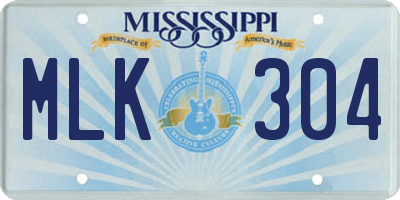 MS license plate MLK304