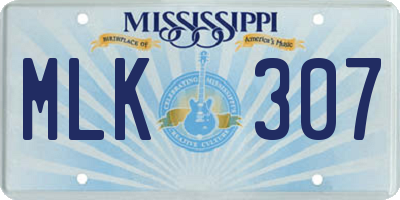 MS license plate MLK307