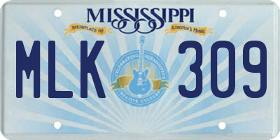 MS license plate MLK309