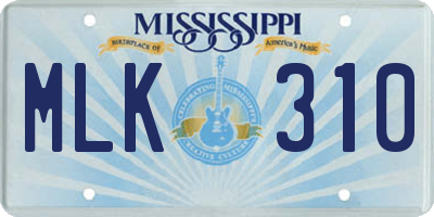 MS license plate MLK310