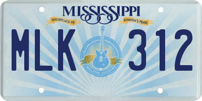 MS license plate MLK312