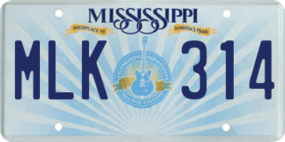 MS license plate MLK314