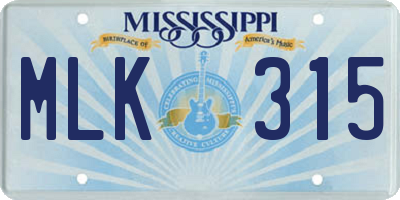 MS license plate MLK315