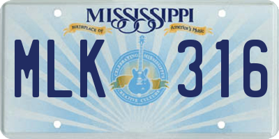 MS license plate MLK316