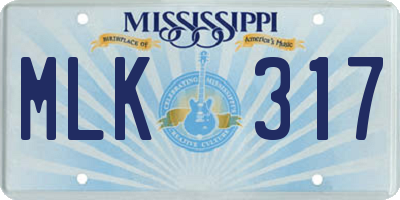 MS license plate MLK317