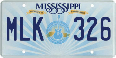MS license plate MLK326