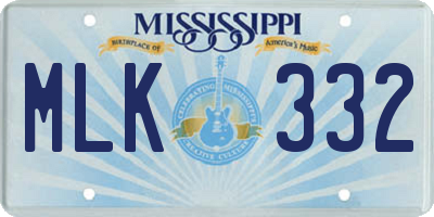 MS license plate MLK332