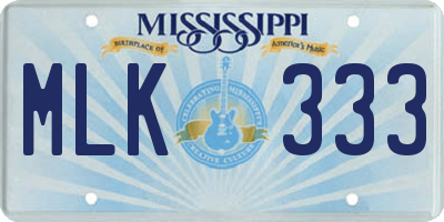 MS license plate MLK333