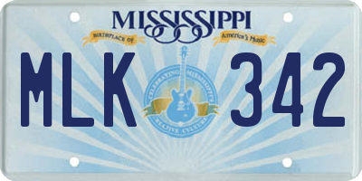 MS license plate MLK342