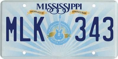 MS license plate MLK343