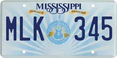 MS license plate MLK345