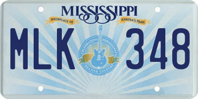 MS license plate MLK348