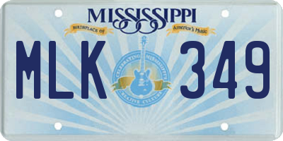 MS license plate MLK349