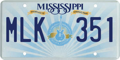 MS license plate MLK351