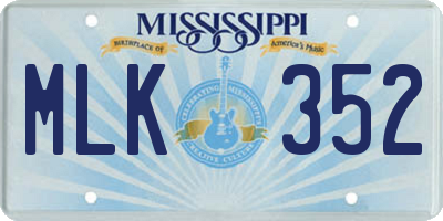 MS license plate MLK352