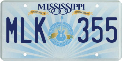 MS license plate MLK355