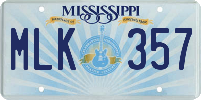 MS license plate MLK357