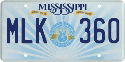 MS license plate MLK360