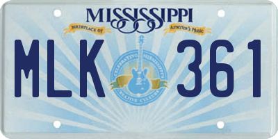 MS license plate MLK361