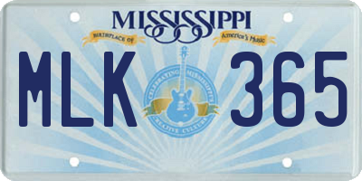 MS license plate MLK365