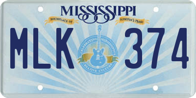 MS license plate MLK374