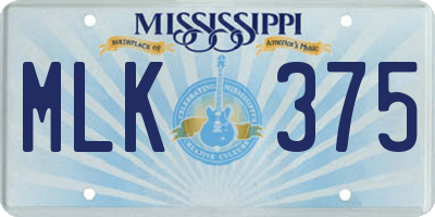 MS license plate MLK375