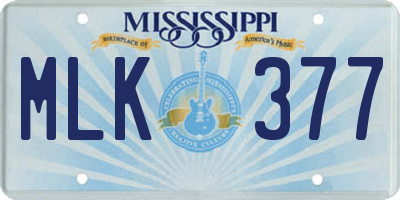 MS license plate MLK377
