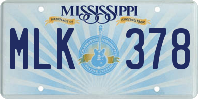 MS license plate MLK378