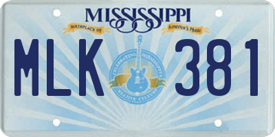 MS license plate MLK381