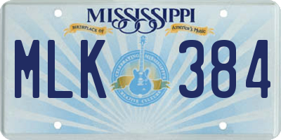MS license plate MLK384