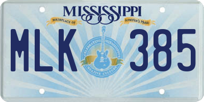 MS license plate MLK385