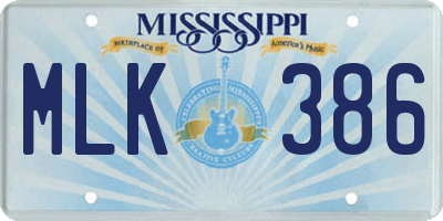 MS license plate MLK386