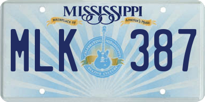 MS license plate MLK387