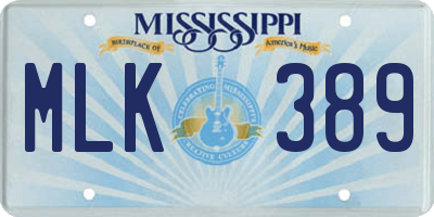 MS license plate MLK389