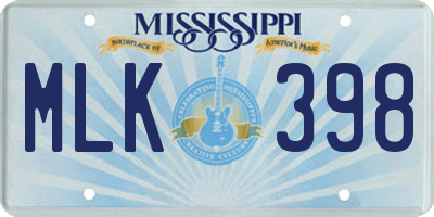 MS license plate MLK398